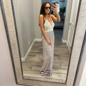 Staccato Black and White Crochet Maxi Dress
